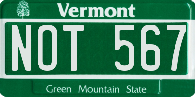 VT license plate NOT567