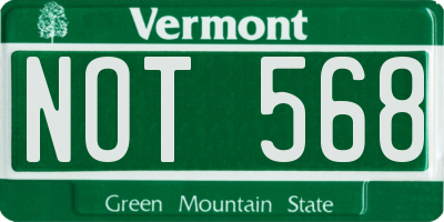 VT license plate NOT568