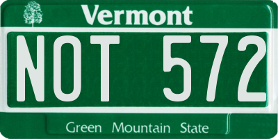 VT license plate NOT572