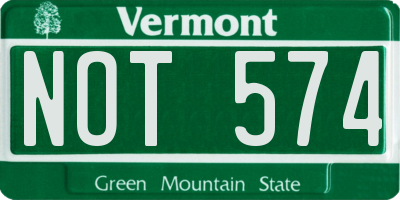VT license plate NOT574
