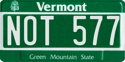 VT license plate NOT577