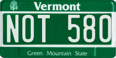 VT license plate NOT580