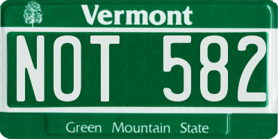 VT license plate NOT582