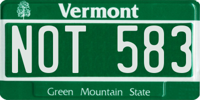 VT license plate NOT583