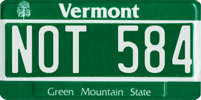 VT license plate NOT584