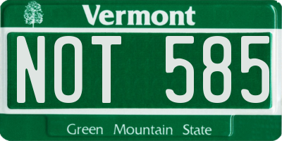 VT license plate NOT585