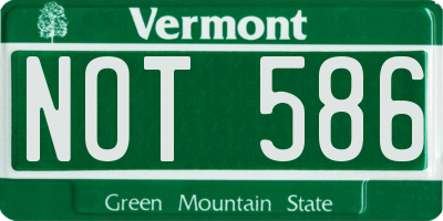 VT license plate NOT586
