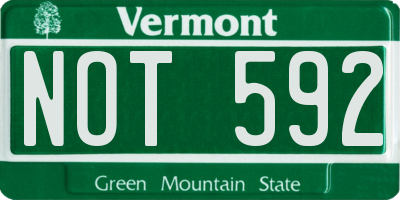 VT license plate NOT592