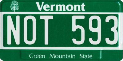 VT license plate NOT593