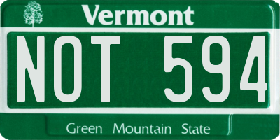 VT license plate NOT594