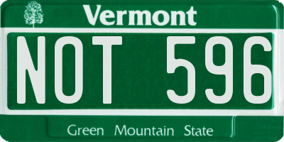 VT license plate NOT596