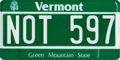 VT license plate NOT597