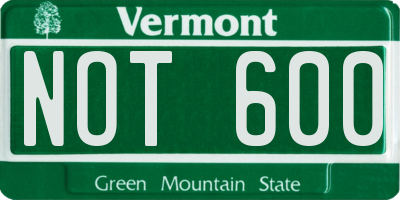 VT license plate NOT600