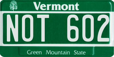 VT license plate NOT602
