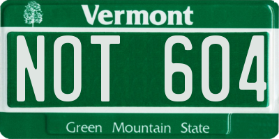 VT license plate NOT604