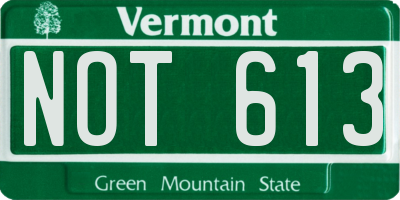 VT license plate NOT613