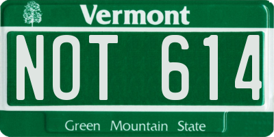 VT license plate NOT614