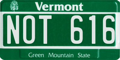 VT license plate NOT616