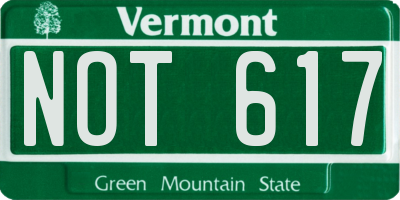 VT license plate NOT617
