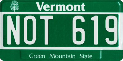 VT license plate NOT619