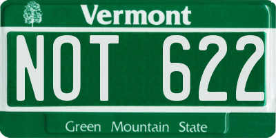 VT license plate NOT622