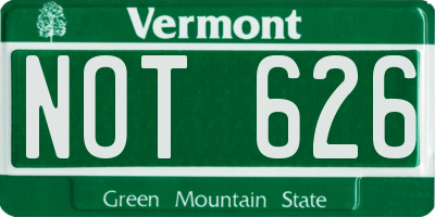 VT license plate NOT626