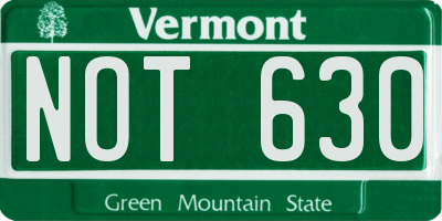 VT license plate NOT630