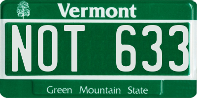 VT license plate NOT633
