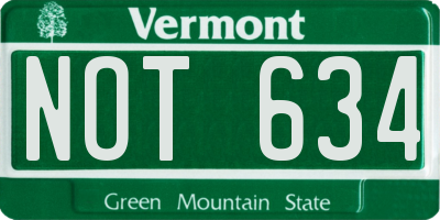 VT license plate NOT634