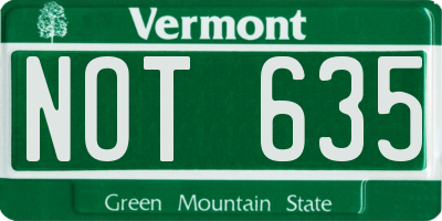 VT license plate NOT635