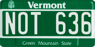 VT license plate NOT636