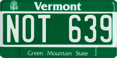 VT license plate NOT639