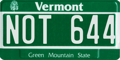 VT license plate NOT644