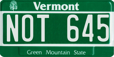 VT license plate NOT645