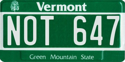 VT license plate NOT647
