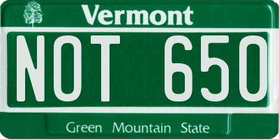 VT license plate NOT650
