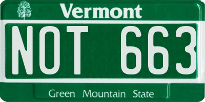 VT license plate NOT663