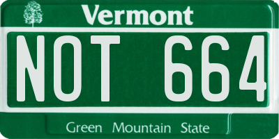 VT license plate NOT664