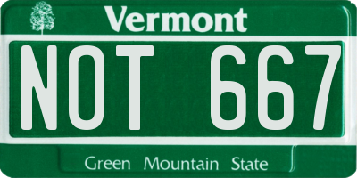 VT license plate NOT667