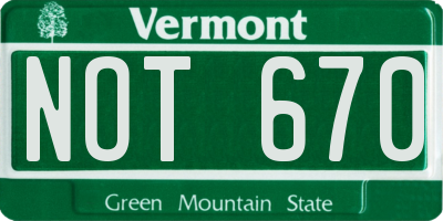 VT license plate NOT670