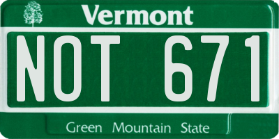 VT license plate NOT671