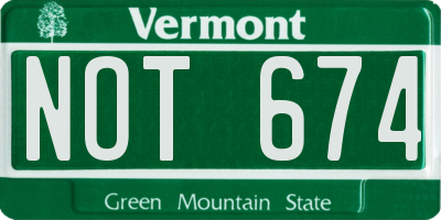 VT license plate NOT674