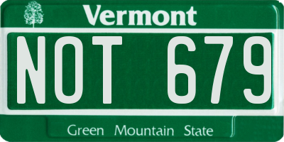 VT license plate NOT679