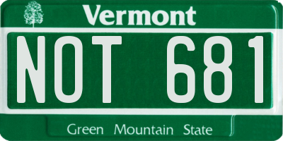 VT license plate NOT681