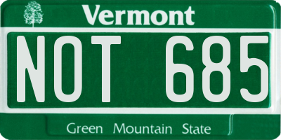 VT license plate NOT685