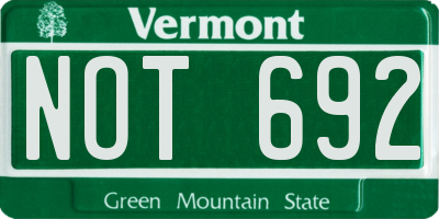 VT license plate NOT692