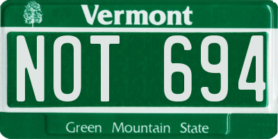 VT license plate NOT694