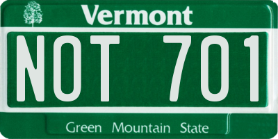 VT license plate NOT701