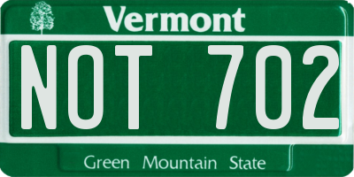 VT license plate NOT702
