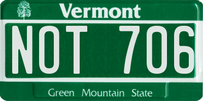 VT license plate NOT706